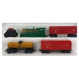 Marx O Gauge 702 WP diesel locomotive, two 467110 B&O box cars, one 652 Shell tank