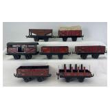 Group of seven prewar K.B.N. Karl Bub Nuremberg O Gauge freight goods ore/coal stock cattle animals