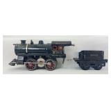 Prewar Bing O Gauge cast iron electric 0-4-0 steam locomotive with 1012 tinplate tender