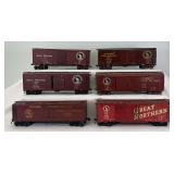 Older kit built O Scale automobile, box, reefer wooden freight cars