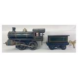 Prewar Karl Bub Nuremberg O Gauge 0-4-0 clockwork windup tinplate lithographed locomotive and tender