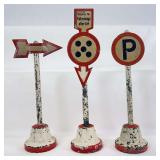 Prewar Gebruder Bing Werks Spur 1/Gauge One road street auto signs   16cm-18.5cm tall