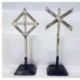 Prewar Bing Spur 1/O Gauge One/O Railroad Crossing Look Out For The Cars signs