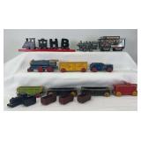 Strombecker wooden toy railroad train C&NW, Hubley no. 31 loco and other railroad toys