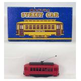 HO Scale Mantua street car in original box, hand painted C6-7.  Box lid is detached, minor surface wear, square and solid.