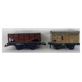 Prewar Gebruder Bing O Gauge Fleisch Wagen goods car and Deutsche Reichsbahn hopper car