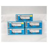 Marklin HO Gauge 2551A, 2552A, 2553A, 2556A, 2557A boxcars with brakeman's cab in original boxes