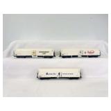 Three unmarked HO Gauge beer refrigerator cars Landskron Bier, Wernersgrüner PIls, Radeberger Pilsner
