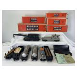 Postwar Lionel O Gauge 6555, 6555, 2460, 3461, 3620, 6462, 3469 and 6419 with some original boxes and paraphernalia