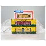 Modern Lionel American Flyer and S-Helper S Gauge lot of three NIB boxcars