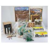 HO scale layout diorama scenery accessory items in original packages, Woodland Scenics
