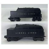 Postwar Lionel O Gauge 6466T Lionel Lines and 6466W Lionel Lines, tenders