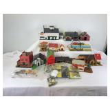 Large group of HO/N Scale buildings, school, church, homes, apartments, factory, etc. Tyco, Life-Like
