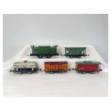 Prewar Lionel O Gauge 253 box cab electric loco, 803 hopper, 804 oil tank, 806 stock, 807 caboose