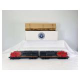 Modern Lionel O Gauge 38365 Santa Fe twin diesel black bonnet F3 AA units in original box