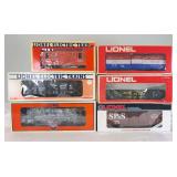 Group of six modern Lionel O Gauge freight in box; 16682, 16416, 37076, 19213, 9708, 9144