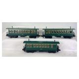 Three MTH Rail King O Gauge Overton Wanderer passenger coaches 1965, 1969, 1999