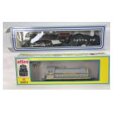 Atlas no. 8276 EL S-4 #528 diesel and Life-Like Santa Fe 3127 2-8-2 Mikado steam, locomotives in box