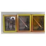 MTH Rail King O Gauge 30-1098 No. 56 black lamp post set, two 30-1073 No. 262 highway crossing gate in boxes