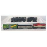 Marx O Gauge 666 diecast 2-4-2, NYC wedge, 1950 GAEX box, 3552 B&O gondola, 20117 NYC Pacemaker caboose