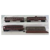Prewar Lionel O Gauge 2642 Pullman coach, 2642 Pullman coach, 2643 observation; brown passenger cars