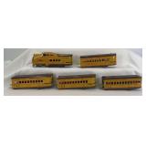 Marx O Gauge Union Pacific M10005 streamlined electric diesel, Mail/Baggage, Denver, Los Angeles, Squaw Bonnet articulated passenger train