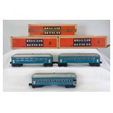 Postwar Lionel O Gauge 2430 Pullman, 2430 Pullman and 2431 observation passenger cars in original boxes