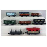 Marx O Gauge 4-wheel freight trains with knuckle couplers; 19847, 28500, two 91257, 86000, 563, 4493