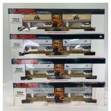 Modern Lionel O Gauge T.T.U.X. flatcar sets in original boxes; 16322 Sealand, two 16334 Chicago & Northwestern, 16345 Southern Pacific