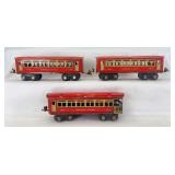 Prewar Lionel O Gauge two Lionel Lines 1690 coaches and one Lionel Lines 1691 observation passenger train cars