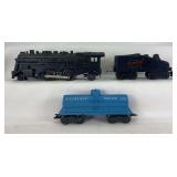 Marx O Gauge 1666 2-4-2 steam locomotive with Allstate slopeback tender and Allstate Motor Oil tank
