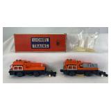 Two postwar Lionel O Gauge 3927 track cleaning cars w/one original box
