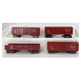Marx O Gauge 339234 CP gondola, three boxcars redecorated in CPR livery