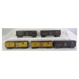 Marx O Gauge 8-wheel 3/16" scale box cars; 3555 NY, NH & H 3200, two 70311 PRR, two 35461 SP PFE lithographed tinplate