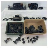 Postwar Lionel O Gauge 520 frame & motor, diesel motor and frame, steam motor, geared drive wheels, other wheels, more for repairs or restoration