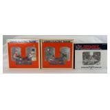 Modern Lionel O Gauge 18408 Santa hand car, 18416 Bugs and Daffy hand car and 18426, Santa & Snowman handcar in original boxes