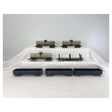 Marx O Gauge 3/16" scale 8-wheel freight trains; 3552 NYC&St.L gondolas, 33773 B&M flat, three 256 Niacet tanks
