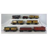 Prewar Lionel O Gauge Lionel Lines tinplate lithographed 0-4-0 steam loco, 2677, 2679, three 1679 freight trains