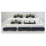 Marx O Gauge 3/16" scale 8-wheel freight trains; 3552 NYC&St.L gondolas, 33773 B&M flat, three 256 Niacet tanks