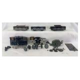Marx O Gauge diesel locomotive truck assemblies, electric motors, drive wheels, more for parts or restoration