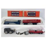 Prewar Lionel O Gauge 1689E, 2672, 620, red articulated passenger car