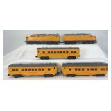 Postwar Lionel O Gauge "50th Anniversary Set" 2023 Union Pacific Alcos, 2481 Plainfield coach, 2482 Westfield coach, 2483 Livingston observation