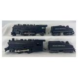 Marx O Gauge 1666 2-4-2 and unnumbered 0-4-0 both with Penn Central slopeback tenders