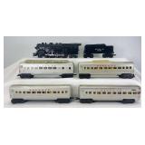 Marx O Gauge Santa Fe Hudson led El Capitan passenger train, 1829 4-6-4, 2731 SF tender, 3152 coach, 3152 vista domes, 3197 obs