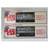 Modern Lionel O Gauge 8764 and 8765 Baltimore and Ohio Budd powered and dummy RDC in original boxes
