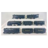 Marx O Gauge tinplate battery and windup powered 0-4-0 steam locomotives and tenders