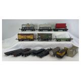 Prewar Lionel O Gauge freight cars for parts/restoration; three 654, 3652, 655, 803, 3651, others