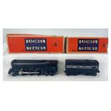 Postwar Lionel O Gauge 221 streamline 2-6-4 steam locomotive & 221W NYC tender w/whistle in boxes