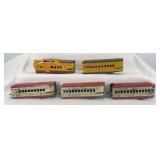 Marx O Gauge Union Pacific M-10005 loco shell, two RPO/Mail cars, Los Angeles and Squaw Bonnet