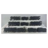 Five Marx O Gauge 999 2-4-2 die-cast steam locomotives and five New York Central wedge tenders